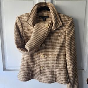 Ralph Lauren Houndstooth Blazer (Cream/Tan, Size 4)